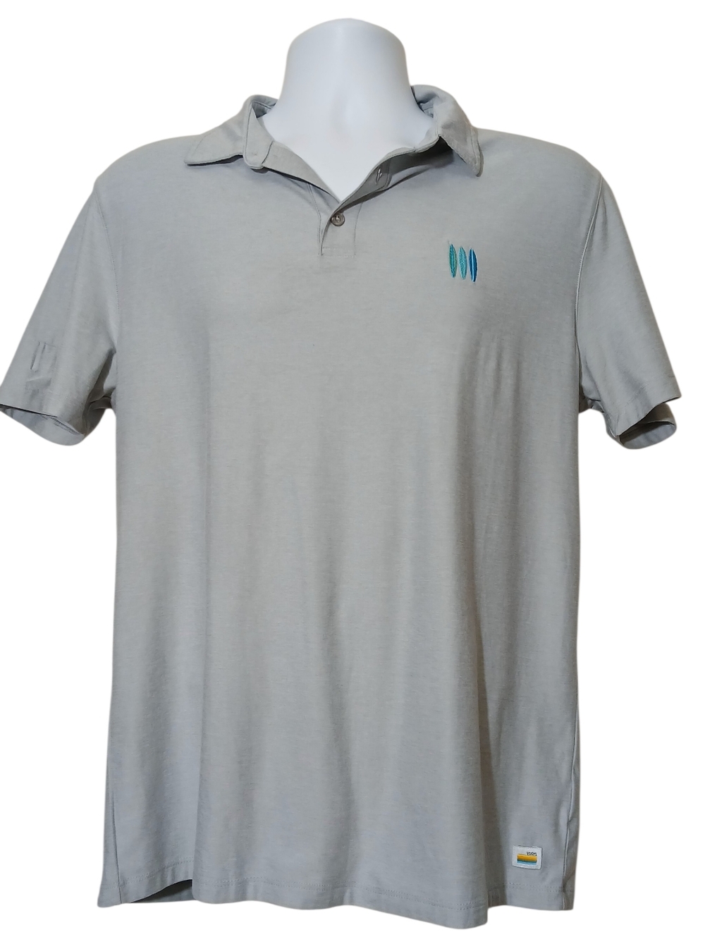 Vuori Men's Polo Shirt Light Gray Short Sleeve Soft Lightweight Casual Golf